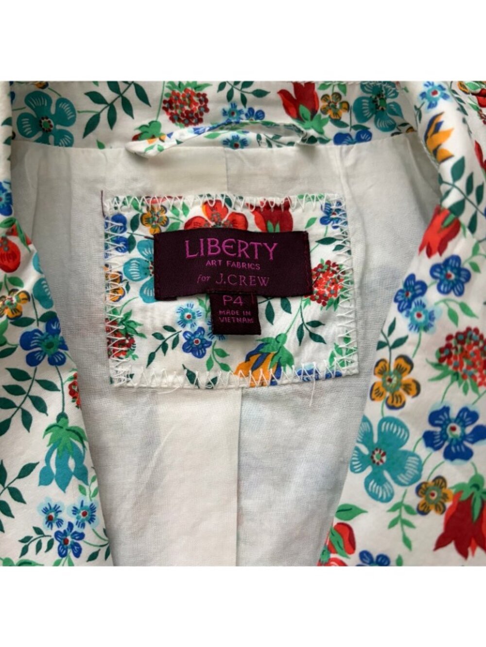 J Crew Womens Jacket Liberty Art Fabrics Ruffled Edenham Blazer Size 4P Floral - Picture 7 of 10